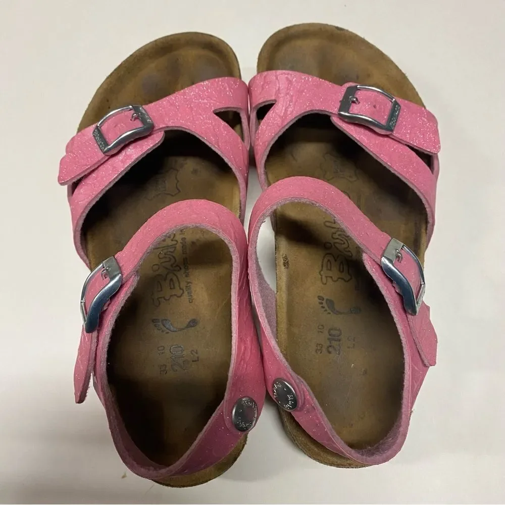 Birkenstocks Birki Rio pink sparkle kids girl toddler strap sandal 210/ 33/ 2.5
